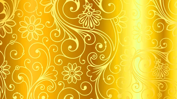 右端にレンズフレアのついた金の花柄 デザインのための豪華な背景 — ストック写真