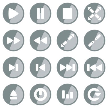 Gri renkli düz tasarım yansımaları ile video player simgesini ayarla