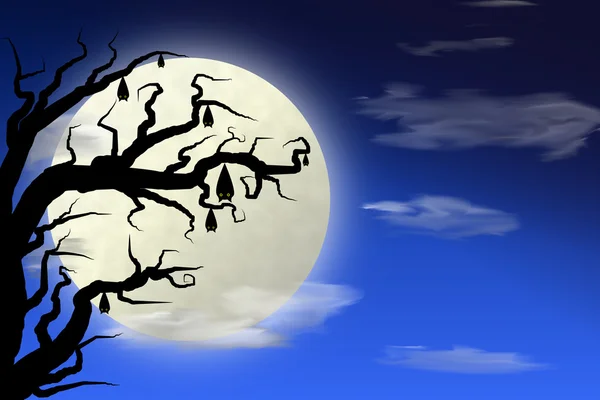 Luna llena Halloween noche fondo —  Fotos de Stock