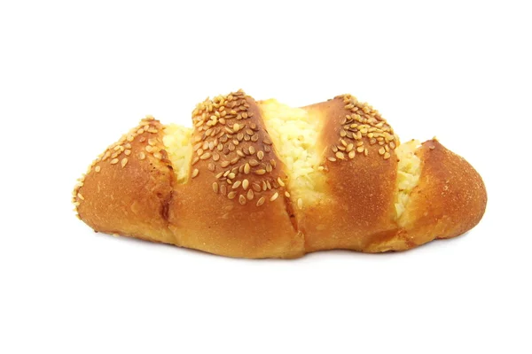 Csúcsán a fokhagymát és a fehér sesame kenyér — Stock Fotó