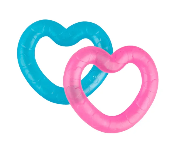 Two teethers blue and pink colors. — Stock Photo, Image