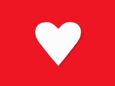 Kırmızı arka planda beyaz kağıt kalpler