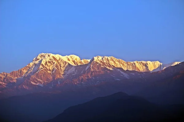 Good Morning Sarangkot First Golden Light Day End December Annapurna — Stock Photo, Image