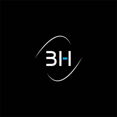 B H harfi logosu siyah arkaplan üzerine yaratıcı tasarım, bh monogram