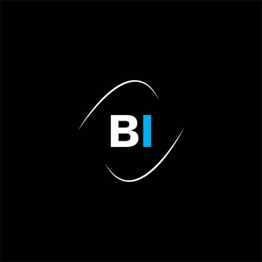 Siyah arkaplan üzerine B I harfi yaratıcı logo tasarımı, çift harfli monogram