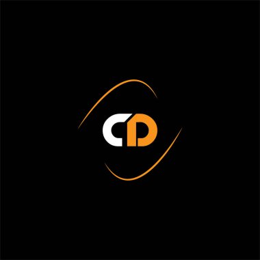 Siyah arkaplan üzerinde C D harfi logosu soyut tasarımı, cd monogram