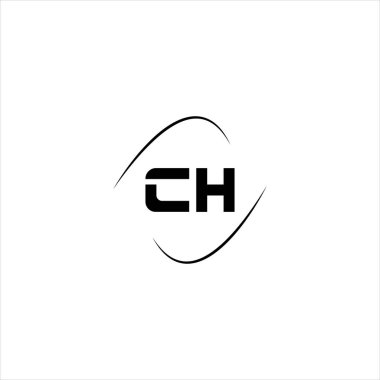Siyah arkaplan üzerinde C H harfi logosu soyut tasarımı, ch monogram