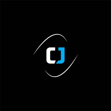 Siyah arkaplan üzerinde C J harfi logosu soyut tasarımı, cj monogram
