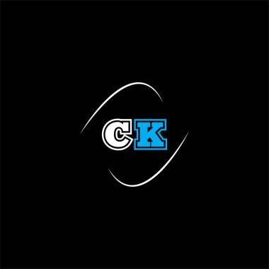 Siyah arkaplan üzerinde C K harfi logosu soyut tasarımı, ck monogram