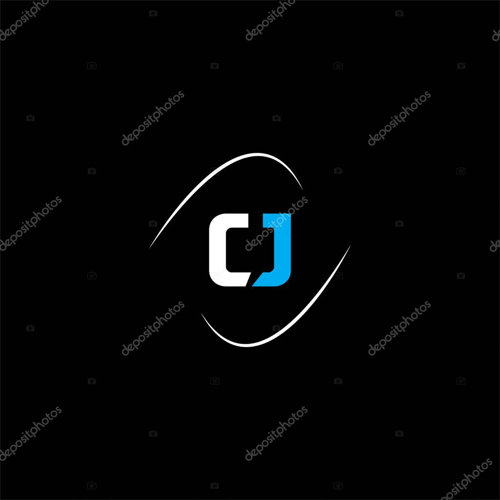 C J letter logo abstract design on black color background, cj monogram