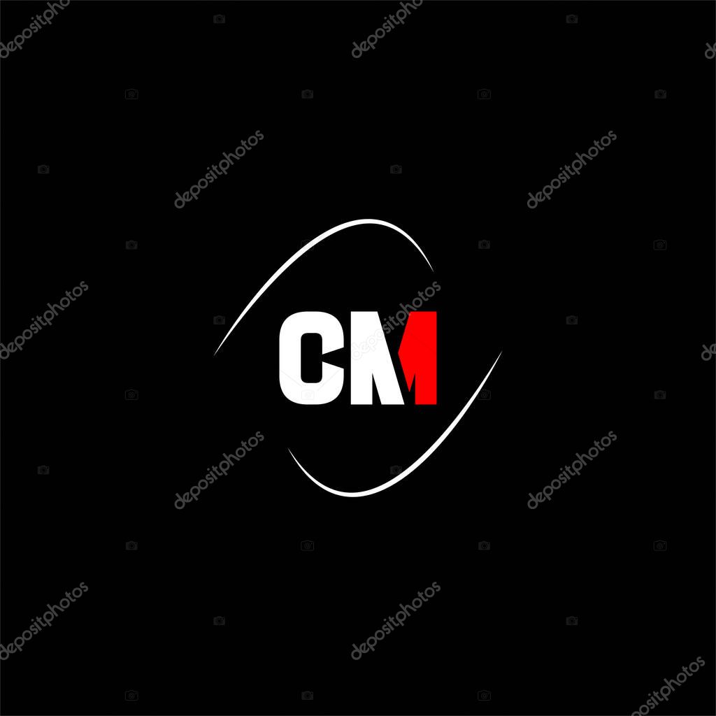 C M letter logo abstract design on black color background, cm monogram