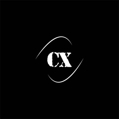 Siyah arkaplan üzerinde C X harfi logosu soyut tasarımı, cx monogram