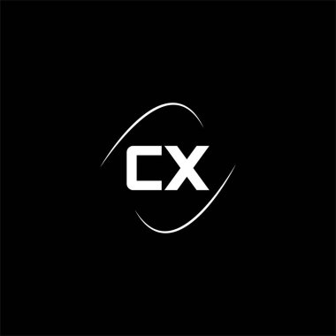 Siyah arkaplan üzerinde C X harfi logosu soyut tasarımı, cx monogram