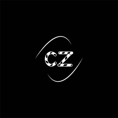 Siyah arkaplan üzerinde C Z harfi logosu soyut tasarımı, cz monogram