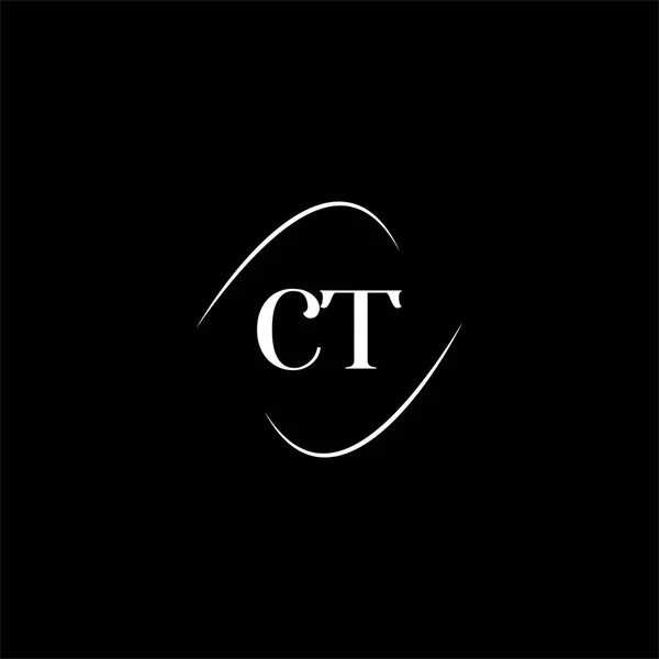 黒の背景にC T字ロゴ抽象デザイン Ctのモノグラム — ストックベクタ