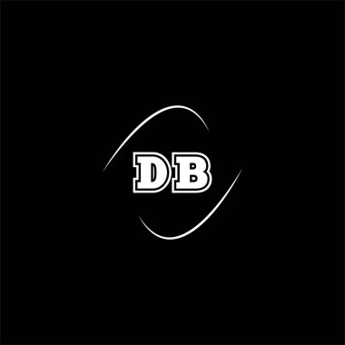 Siyah arkaplan üzerine D B harfi logo amblemi tasarımı, db monogram