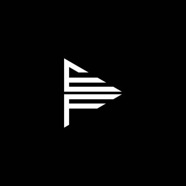 Siyah arkaplan üzerinde E F harfi logosu soyut tasarımı, ef monogram