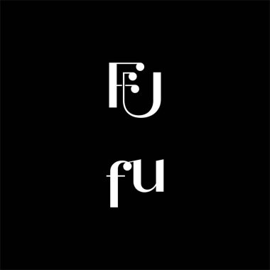 F U harfi logosu siyah arkaplan üzerine yaratıcı tasarım. fu monogramı