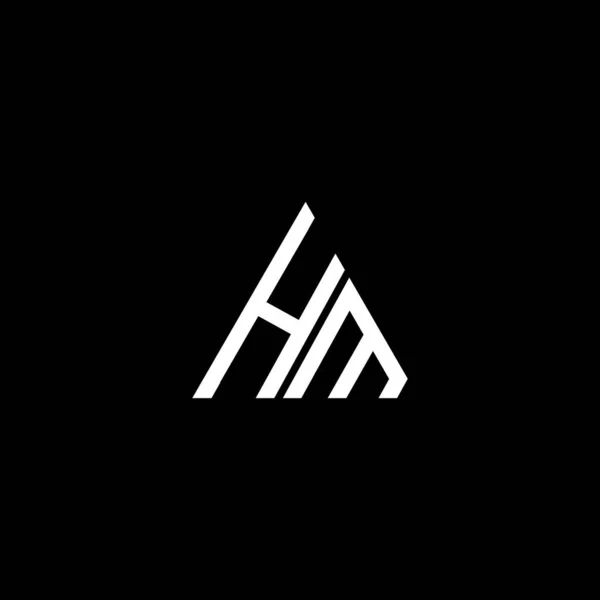 M文字のロゴ黒の背景に創造的なデザイン Hmのモノグラム — ストックベクタ