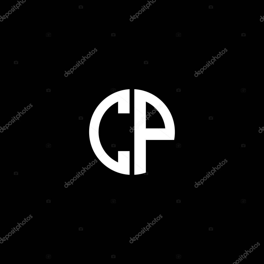C P letter logo abstract design on black color background, cp monogram