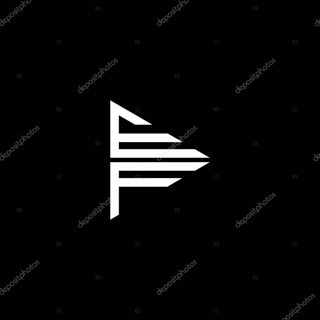 E F letter logo abstract design on black color background, ef monogram