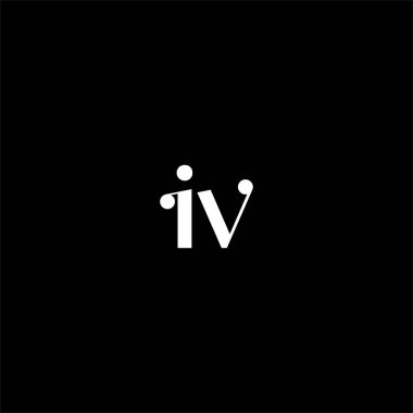 I V harfi logo yaratıcı tasarımı siyah arkaplan. IV monogram