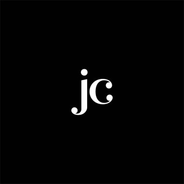 J C harfi logosu siyah arkaplan üzerine soyut tasarım. jc monogramı