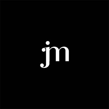 Siyah arkaplanda J M harfi logosu soyut tasarımı. jm monogramı