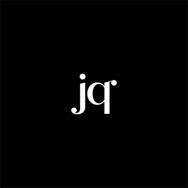 J Q harfi logosu siyah arkaplan üzerine soyut tasarım. jq monogramı