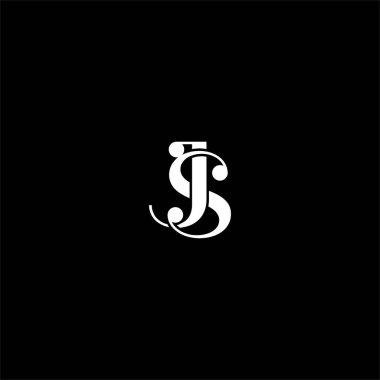 J harfi logosu siyah arkaplan üzerine soyut tasarım. js monogram
