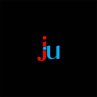 J U harfi logosu siyah arkaplan üzerine soyut tasarım. Sadece monogram