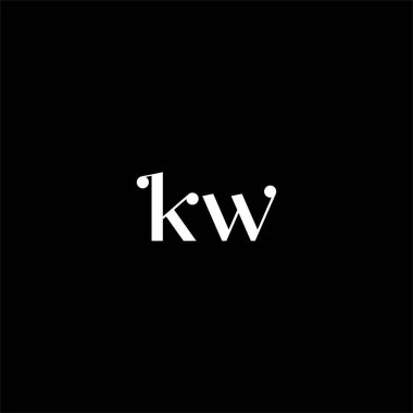 K W harfi logosu siyah arkaplan üzerine soyut tasarım. kw monogramı