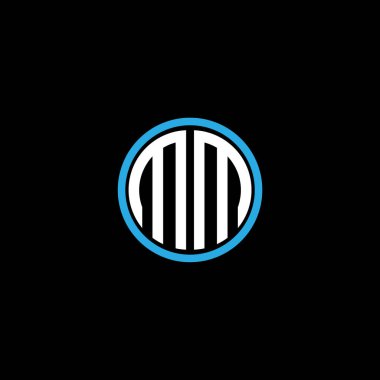 M harfi logosu siyah arkaplan üzerine yaratıcı tasarım. mm monogram