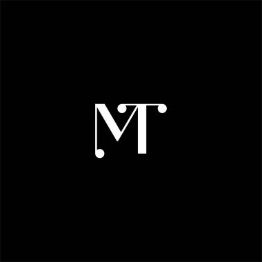 MT harfi logosu siyah arkaplan üzerine yaratıcı tasarım. mt monogramı