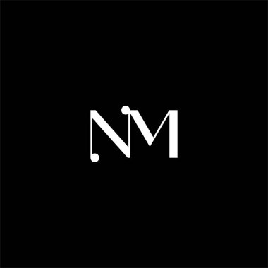 N M harfi logosu siyah arkaplan üzerine yaratıcı tasarım. nm monogramı