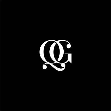 Q G harfi logosu siyah arkaplan üzerine yaratıcı tasarım. qg monogramı