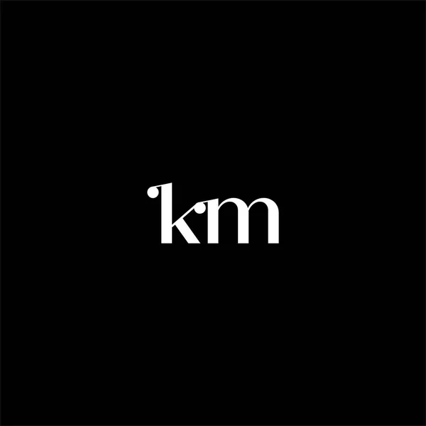 黒を基調としたK M字ロゴ抽象デザイン Kmのモノグラム — ストックベクタ