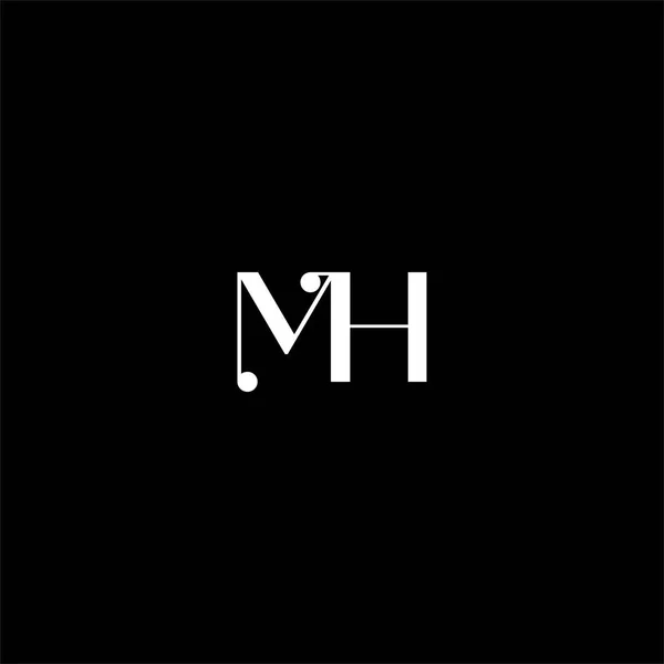 ブラックカラーを基調としたM H文字のロゴクリエイティブデザイン モノグラム — ストックベクタ