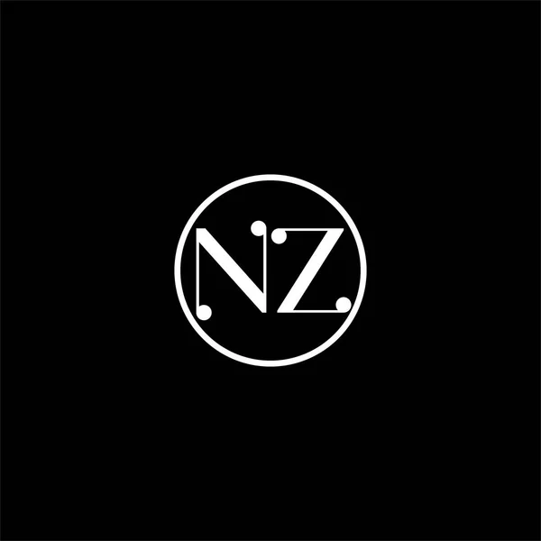 ブラックカラーを基調としたN Z文字のロゴクリエイティブデザイン Nzモノグラム — ストックベクタ