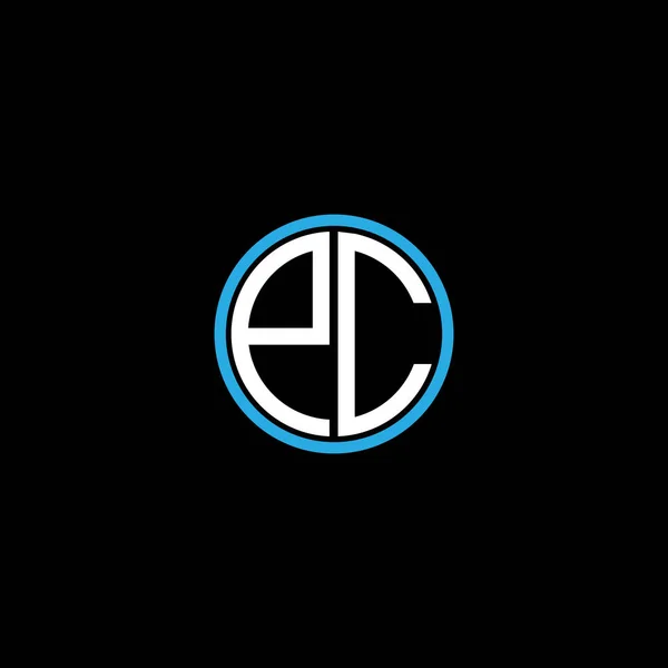 黒の背景にP C文字のロゴクリエイティブデザイン Pcモノグラム — ストックベクタ