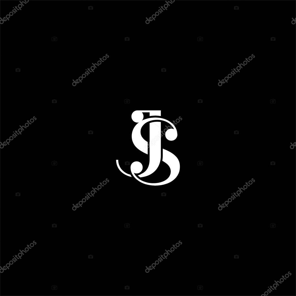 J S letter logo abstract design on black color background. js monogram