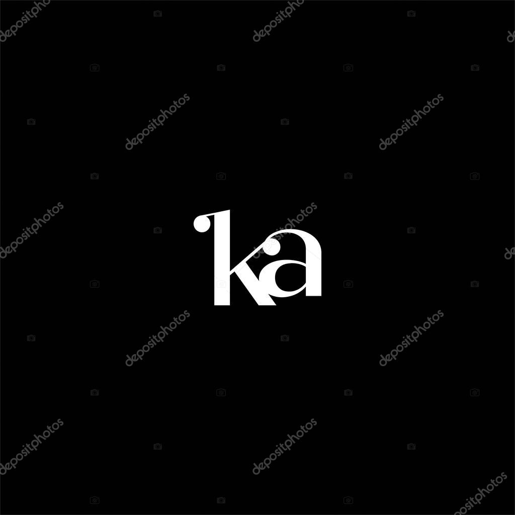 K A letter logo abstract design on black color background. ka monogram