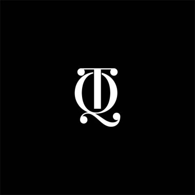 Q T harfi logosu siyah arkaplan üzerine yaratıcı tasarım. qt monogramı