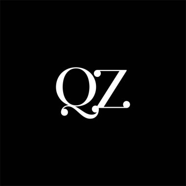 Q Z harfi logosu siyah arkaplan üzerine yaratıcı tasarım. qz monogramı