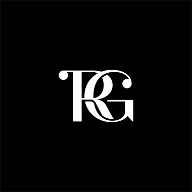 R G harfi logosu siyah arkaplan üzerine soyut tasarım. rg monogramı