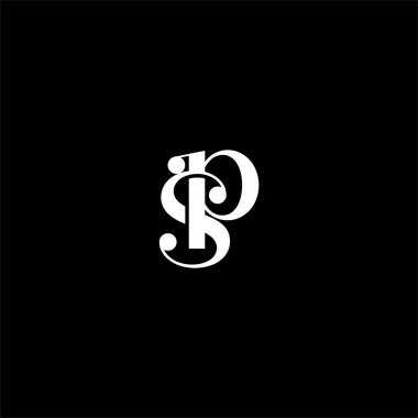 S P harfi logosu siyah arkaplan üzerine soyut tasarım. sp monogramı