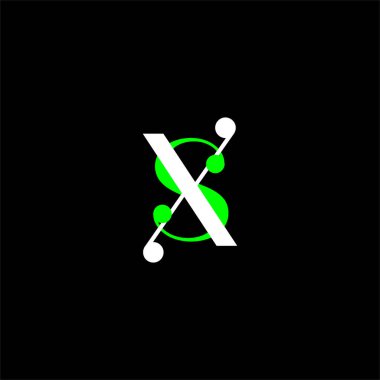 S X harfi logosu siyah arkaplan üzerine soyut tasarım. sx monogramı