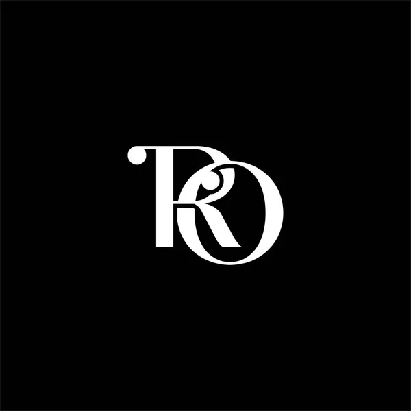 Ro字母标识在黑色背景下的抽象设计 Monogram — 图库矢量图片