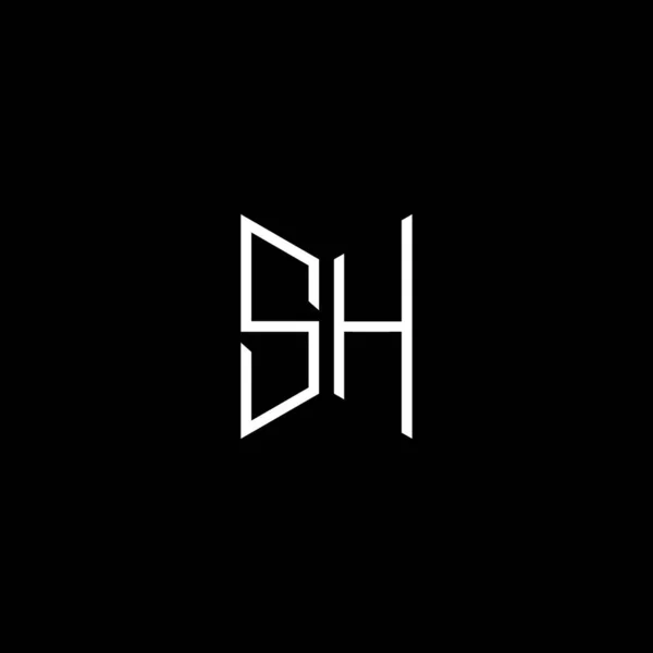 黒を基調としたS H文字ロゴ抽象デザイン Monogram — ストックベクタ