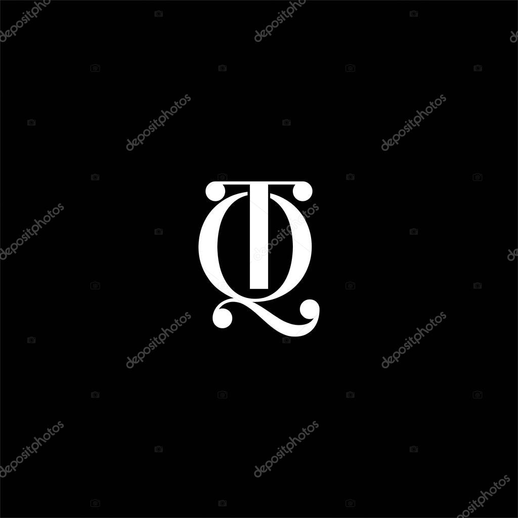 Q T letter logo creative design on black color background. qt monogram